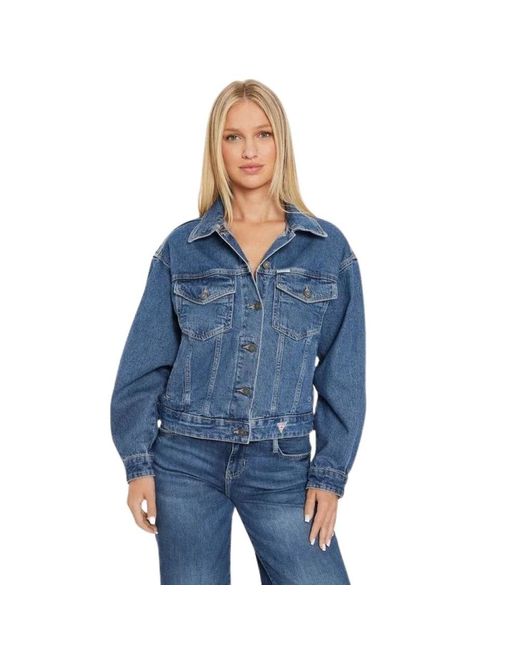 Guess Jassen ,Blauw ,Katoen Giacca Trucker in het Blue