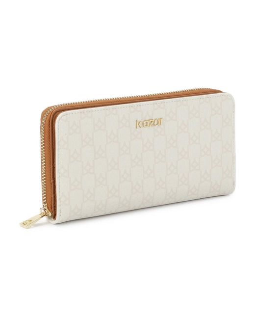 Kazar Accessoires ,Wit ,Leer Gestreepte Leren Portemonnee in het Natural
