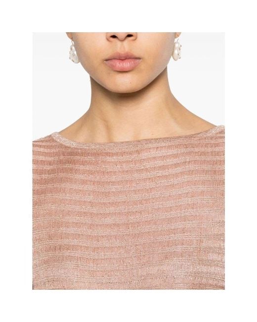 Vestido de punto con escote barco falda acampanada Antonino Valenti de color Pink