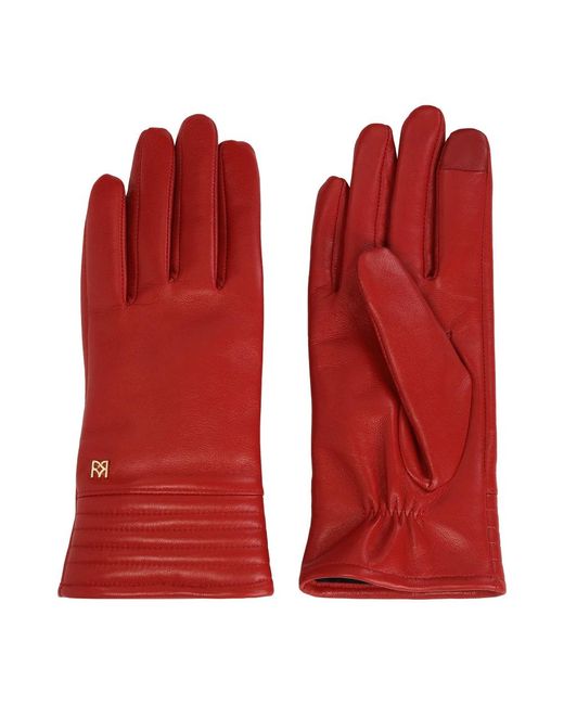 Kazar Accessoires ,Rood ,Leer Rode Handschoenen Van Glad Leer Met Opvallend Quilten in het Red