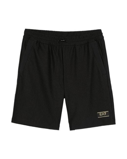 EA7 Black Casual Shorts for men