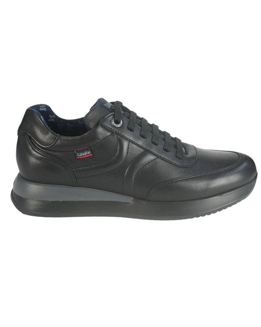 Callaghan Schoenen ,Zwart ,Leer Leren Vetersneakers Met Gepatenteerde Rubberen Zool in het Black voor heren