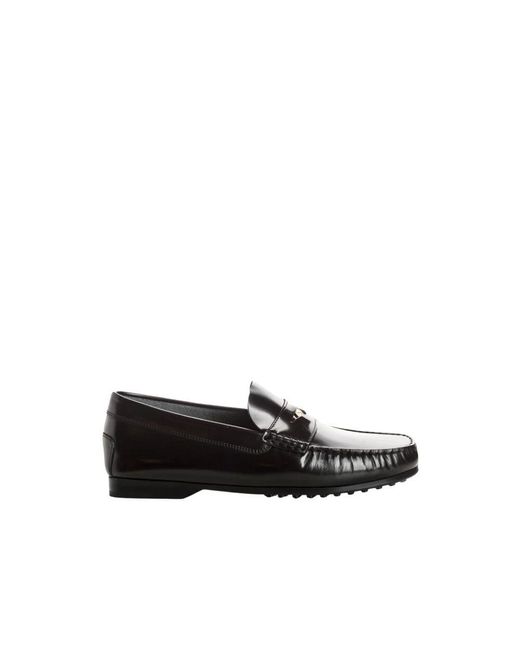 Tod's Mokassins aus gebürstetem kalbsleder mit metallaccessoire in Black für Herren