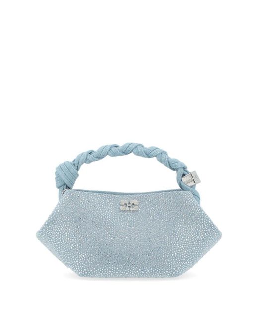 Ganni Blue Denim Stras Mini Bou Tasche