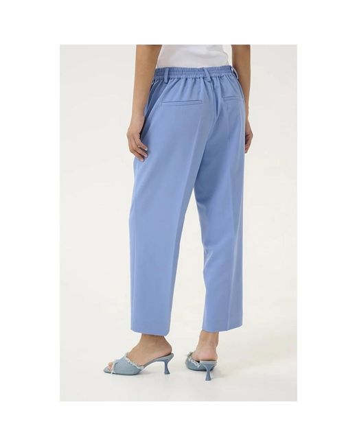 Kaffe Broeken ,Blauw ,Hoge Taille Cropped Broek Ebb And Flow in het Blue