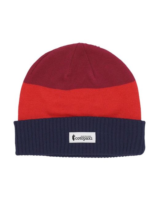 COTOPAXI Accessoires ,Veelkleurig ,Polyester Kleur-Blok Beanie Hoed Maritime/Canyon in het Red voor heren