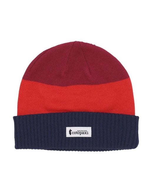 COTOPAXI Accessoires ,Veelkleurig ,Polyester Kleur-Blok Beanie Hoed Maritime/Canyon in het Red voor heren