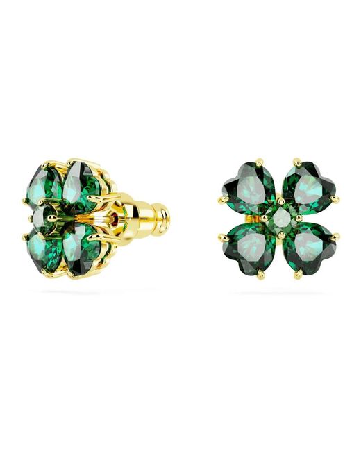 Swarovski Green 'Idyllia' Plated Metal Stud Earrings
