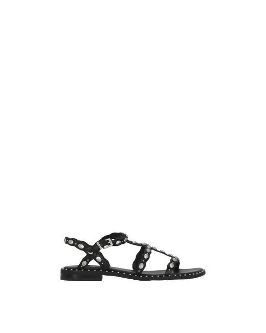 Ash Black Flat Sandalen