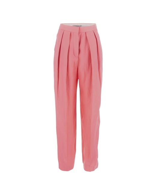 Stella McCartney Broeken ,Roze ,Linnen Geplooide Baggy Broek in het Pink