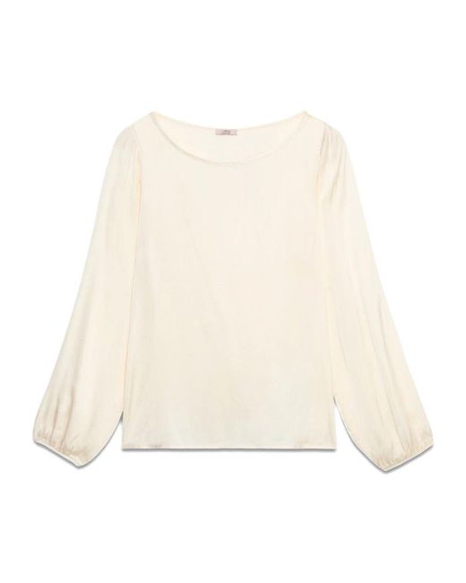 Oltre Natural Langarm-bluse aus viskose-satin