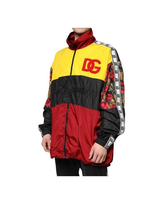 Dolce & Gabbana Jassen ,Veelkleurig ,Polyester Kleurrijke Logo Zip Sweater in het Red voor heren