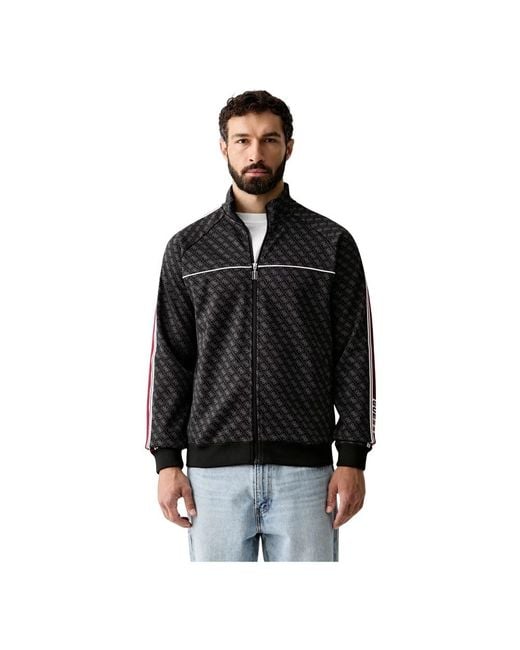 Guess Parimo High Neck Zip Sweatshirt in het Black voor heren