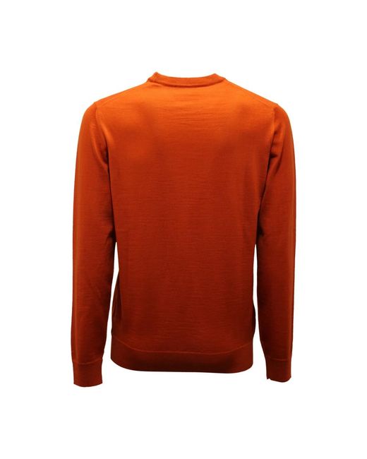 Alpha Studio Truien & Vesten ,Oranje ,Wol Wollen Trui Tamarindo Merinos Slim Basic in het Orange voor heren