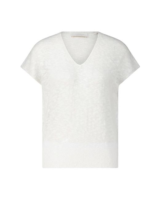Maglione a maglia di lino a maniche corte di Rich & Royal in White