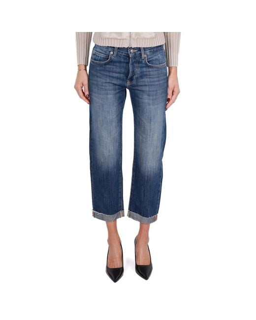 Roy Rogers Blauwe Wide Leg Cropped Jeans in het Blue