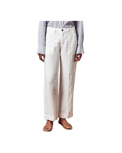 Pantalones cargo de lino pierna ancha italia Massimo Alba de color White
