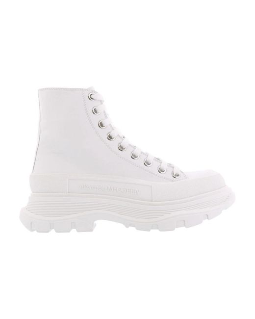 Alexander McQueen White Lace-Up Boots