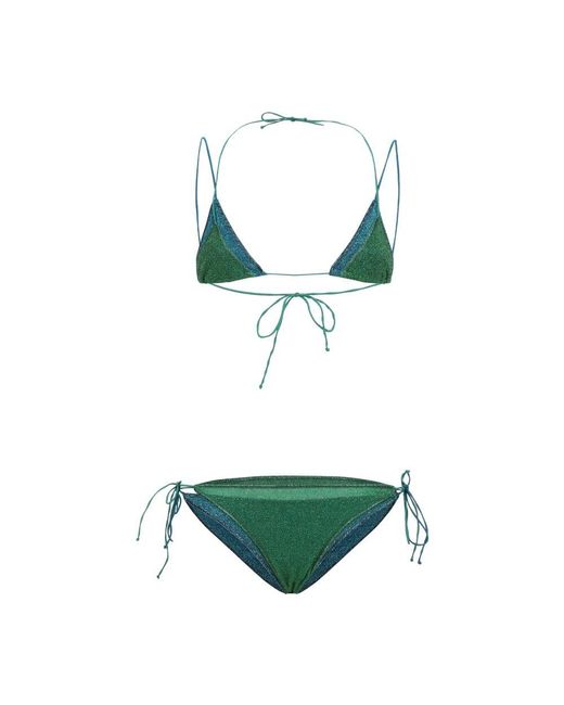 Oseree Green Bicolor double kini badeanzug