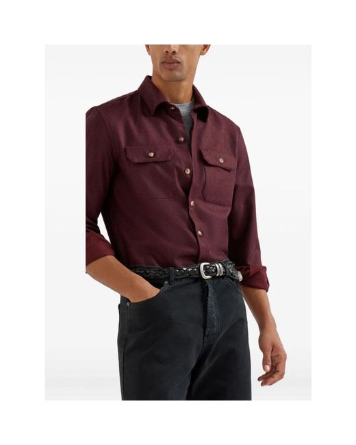Brunello Cucinelli Logo Baumwoll T-Shirt Grau Polos in Gray für Herren