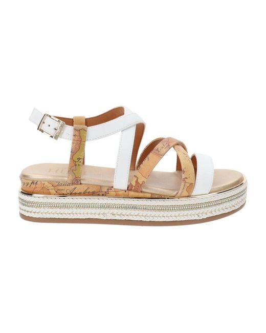Alviero Martini 1A Classe Metallic Damen Sandalen Aus Kunstleder