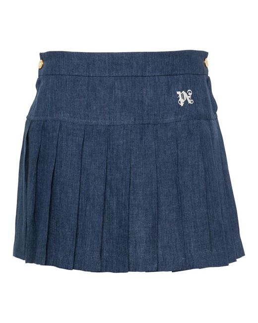 Palm Angels Blue Denim Skirts