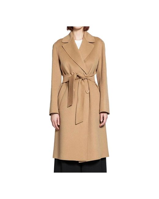 Max Mara Belted Coats in het Natural