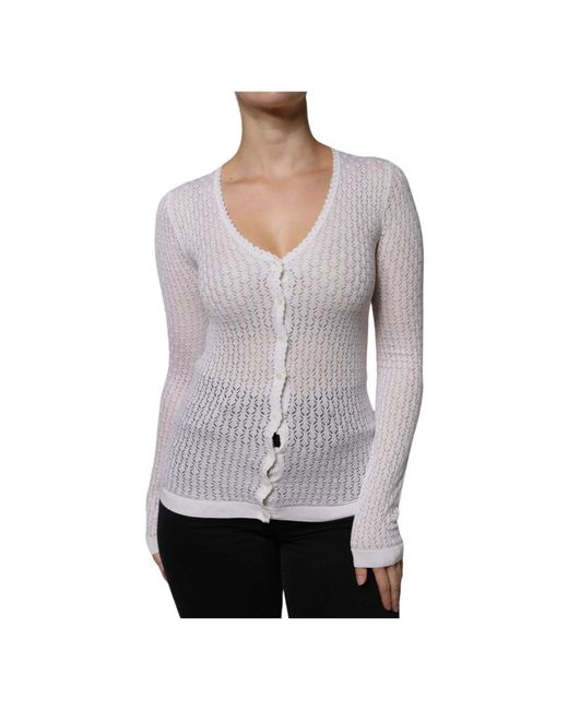 Dolce & Gabbana Truien & Vesten ,Wit ,Witte Zijden Gebreide Vest Trui in het Gray