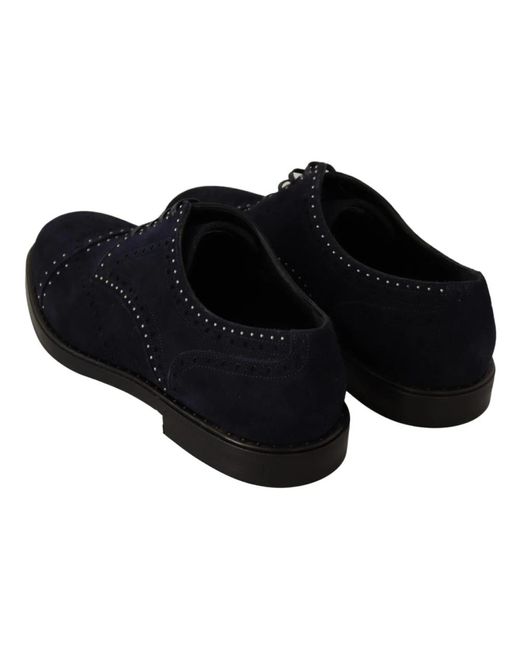 Dolce & Gabbana Blaue Wildleder-Derby-Schuhe mit Nieten in Black für Herren