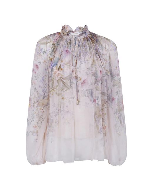 Zimmermann Overhemden ,Veelkleurig ,Polyester Billow Blouse in het Purple