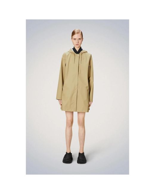 Rains Jassen ,Polyester A-Line Waterdichte Jas in het Natural