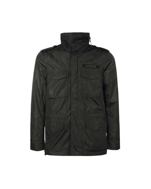 Aspesi Jassen ,Zwart ,Nylon Multi-Pocket Nylon Jas in het Black voor heren