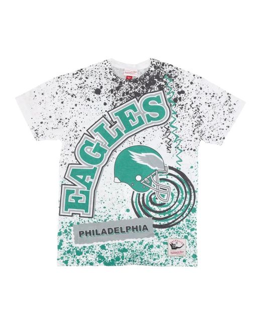 Mitchell & Ness Tops ,Veelkleurig ,Katoen Philadelphia Eagles Nfl Team Tee Shirt in het Blue voor heren