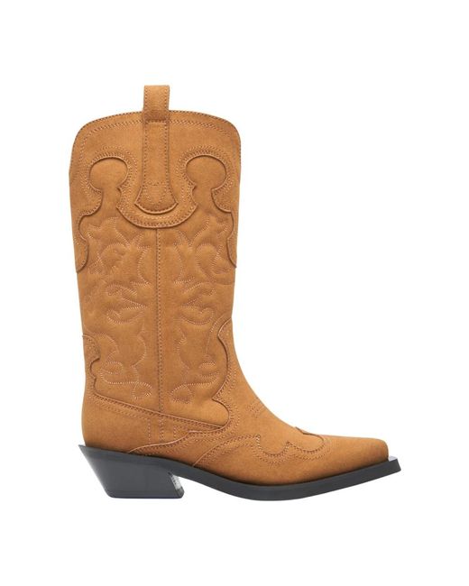 Cowboy Boots Ganni en coloris Brown