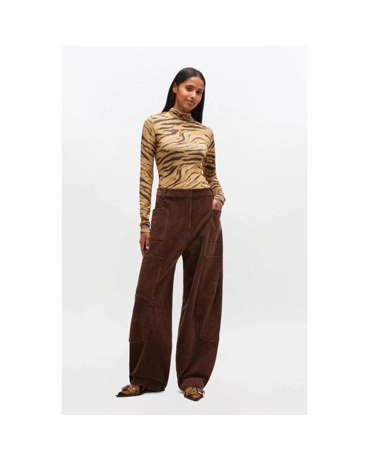 Ganni Brown Straight Trousers
