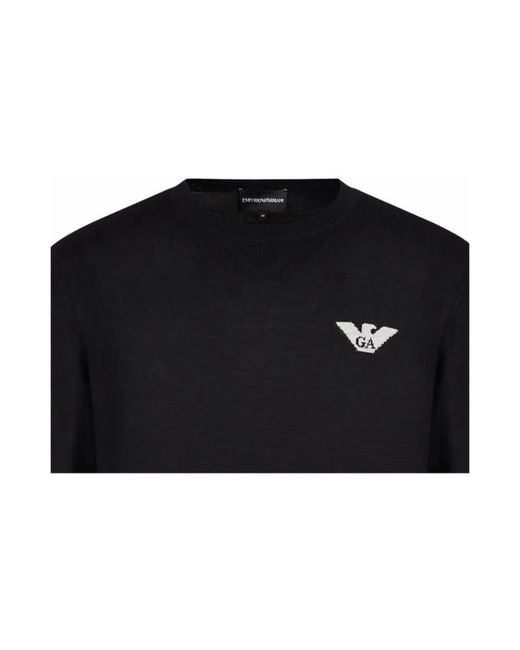 Armani Black Round-Neck Knitwear for men