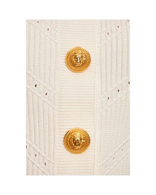 Balmain White Strickjacke mit dekorativen knöpfen