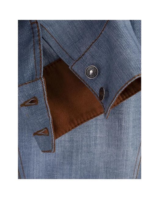 Ermanno Scervino Blue Blaue jeansjacke mit wildleder-details