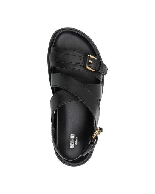 Moschino Black Flat Sandals for men