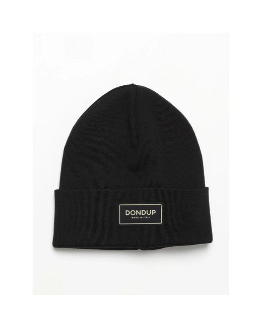 Dondup Graue Wollmütze Mit Logo-Patch Stilvolle Mütze in Black für Herren