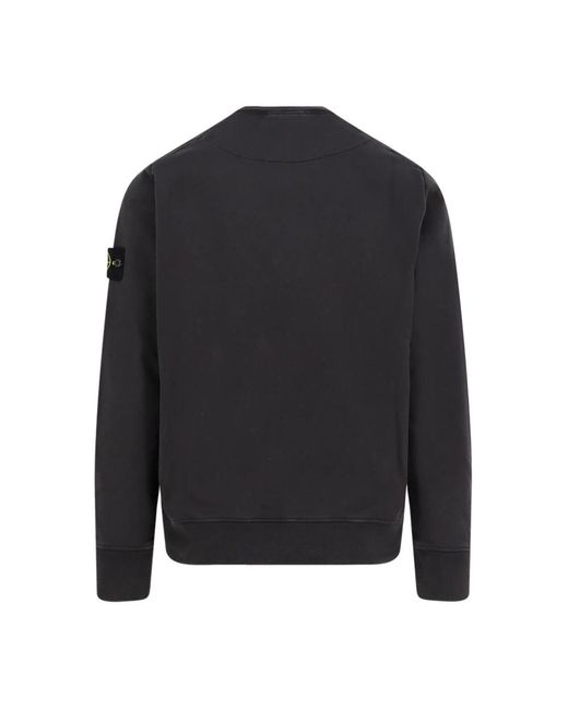 Stone Island Geribbelde Crew-Neck Sweater Met Gestikte Profielen in het Black voor heren