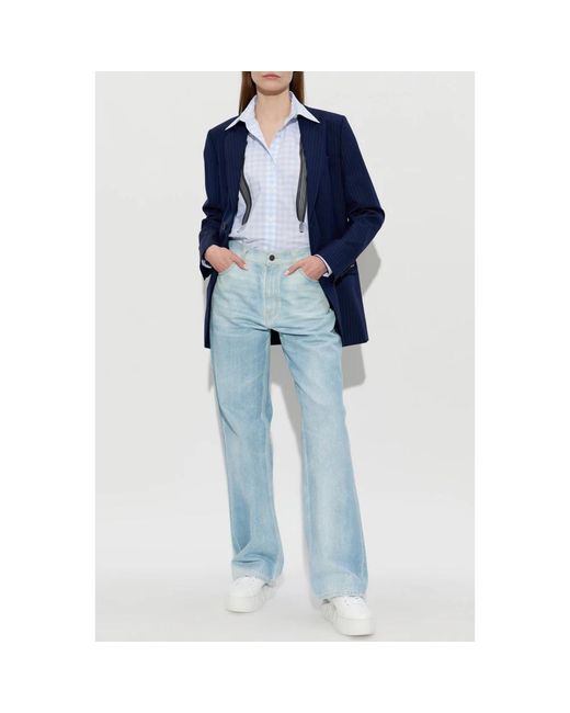 Moschino Jassen ,Blauw ,Wol Mixed Fabric Blazer in het Blue