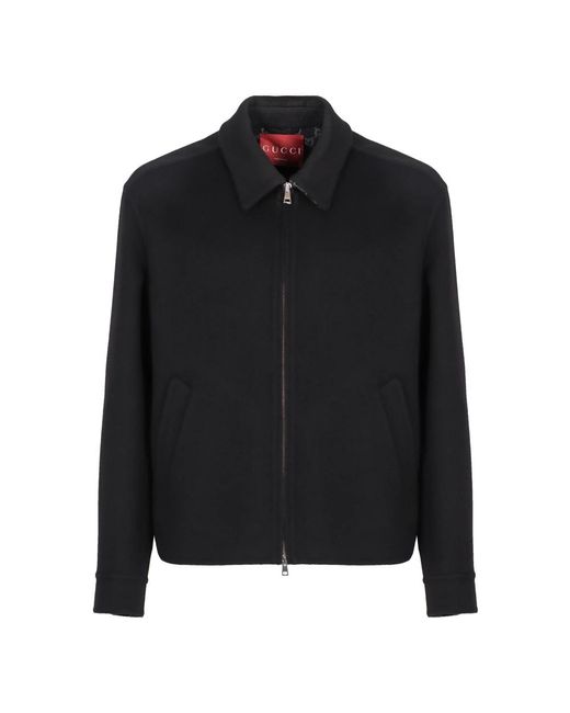 Gucci Jassen ,Zwart ,Wol Wool Double Zip Jacket in het Black voor heren
