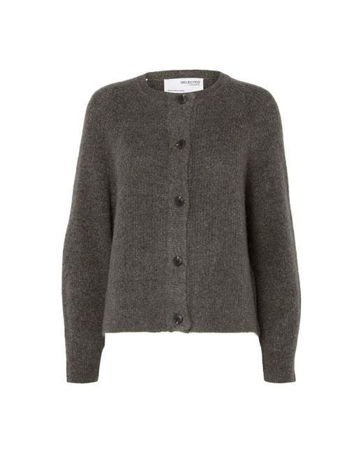 SELECTED Truien & Vesten ,Grijs ,Gebreid Kort Vest in het Gray