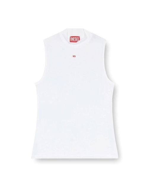 DIESEL White Sleeveless Tops