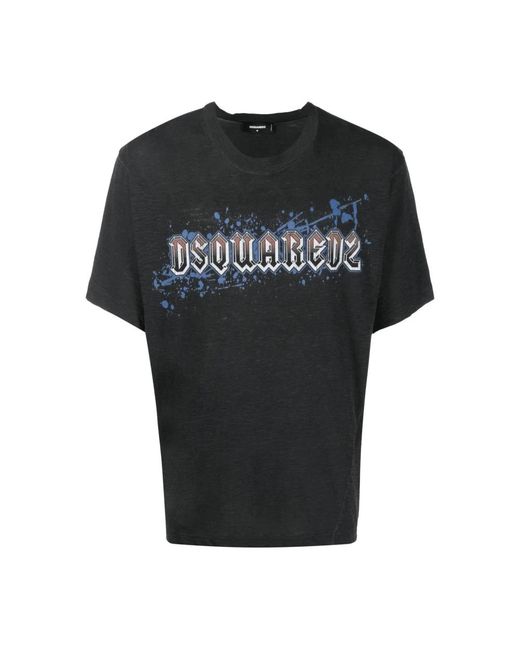 DSquared² Tops ,Zwart ,Katoen Graphic Branded Katoenen T-Shirt in het Black voor heren