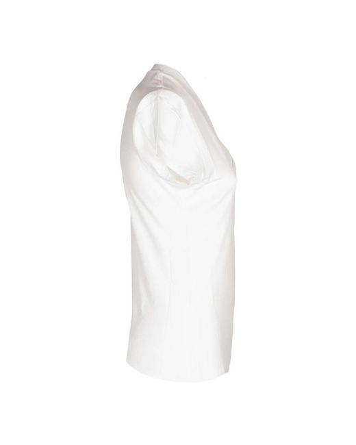 Dondup White Figurbetontes T-Shirt Mit V-Ausschnitt