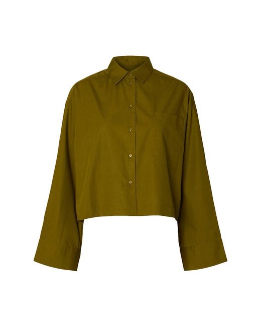 SELECTED Ls Cropped Boxy Shirt in het Green