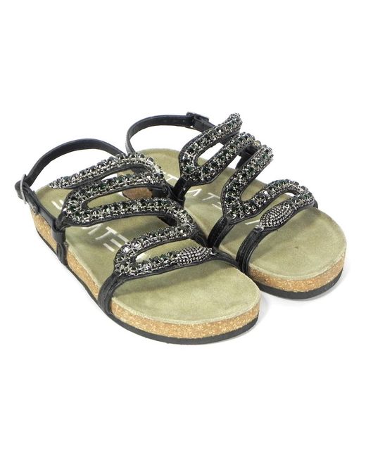 Strategia Black Flat Sandals
