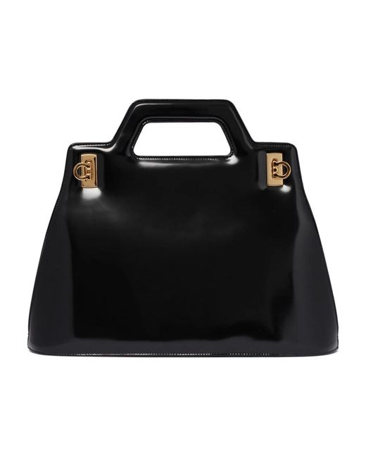 Borsa a mano nera wanda di Ferragamo in Black